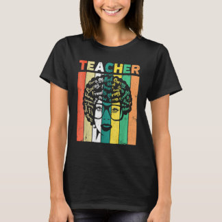 Zwarte vrouw leraar Afro Retro Zwarte Geschiedenis T-shirt