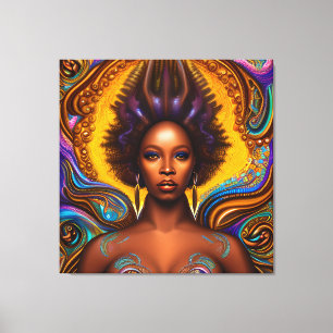 Zwarte vrouw Melanin Queen Brown Skin Girls Mermai Canvas Afdruk