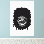 Zwarte vrouw met Afrikaanse tribale gezichtmarkeri Canvas Afdruk (Insitu (Houten vloer))
