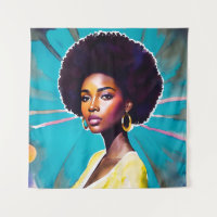 Zwarte vrouw met Afro haar melanine koningin kunst