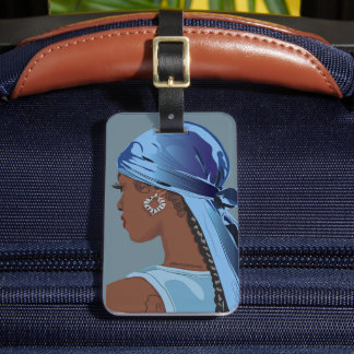Zwarte vrouw met durag kunstwerk bagagelabel