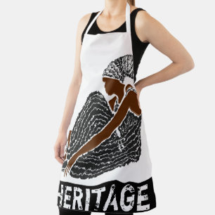 Zwarte vrouw met hoofd-Wrap AFRICAN erfgoed Schort
