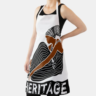 Zwarte vrouw met hoofd-Wrap AFRICAN erfgoed Schort