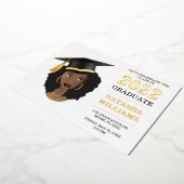 Zwarte vrouw met stuiknop, klasse 20XX Folie Uitnodiging (Gedraaid)