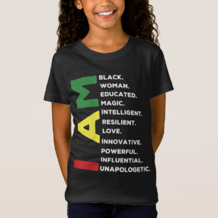 Zwarte vrouw opgeleid, intelligente kracht t-shirt