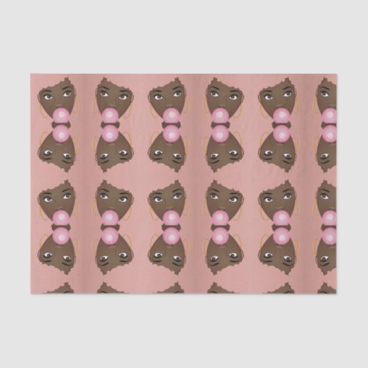 Zwarte Vrouw, Roze Afro, Popping Pink Bubblegum Tissuepapier (Voorkant)