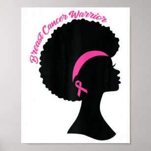 Zwarte Vrouw Roze Lint Oorbellen Borstkanker Oorlo Poster