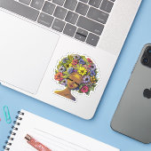 Zwarte vrouw sticker (Laptop met iPhone)