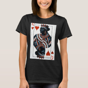 zwarte vrouw van harten kaartspel spel trots zwart t-shirt