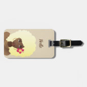 Zwarte Vrouw Vloeiend geniet van de reis, roze en Bagagelabel (Voorkant horizontaal)