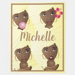 Zwarte Vrouw w/Blonde Afro, Jouw naam Fleece Deken