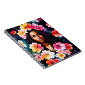 Zwarte Vrouw Waterverf Bloemenkunst Notitieboek (Rechterzijde)