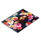 Zwarte Vrouw Waterverf Bloemenkunst Notitieboek (Linkerzijde)
