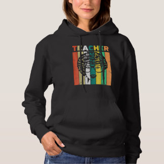 Zwarte vrouwelijke leraar Afro Retro Zwarte Geschi Hoodie