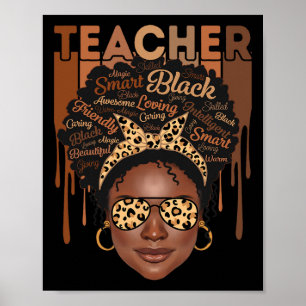 Zwarte vrouwelijke leraar Afro slim Afro-Amerikaan Poster