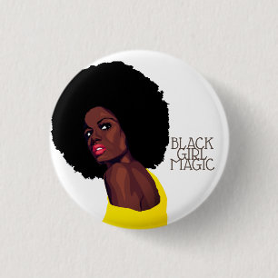 ZWARTE VROUWEN AFRO ZWARTE MEISJES, GESCHILD RONDE BUTTON 3,2 CM