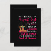 Zwarte Vrouwen Augustus Verjaardag Cadeaus Ik Ben Kaart (Voorkant / Achterkant)