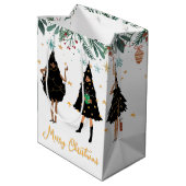 Zwarte vrouwen gekleed in de Zwarte kerstboomfeest Medium Cadeauzakje (Achterkant Gekanteld)