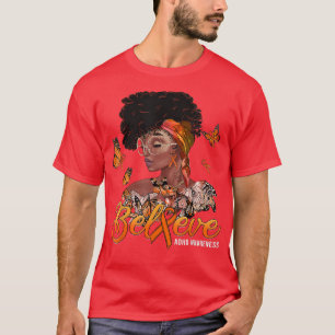Zwarte vrouwen geloven in Oranje lint ADHD-bewustz T-shirt