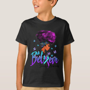 Zwarte vrouwen geloven Paarse en Blauwgroen lintze T-shirt