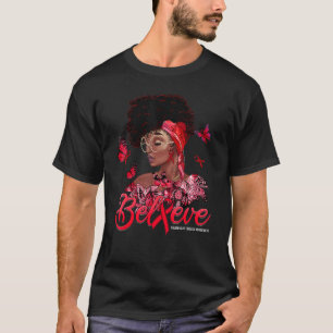 Zwarte vrouwen geloven rode lint longembolie t-shirt