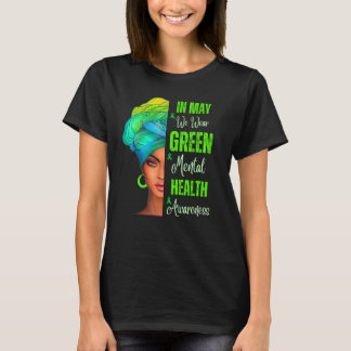 Zwarte vrouwen in mei dragen groen voor geestelijk t-shirt