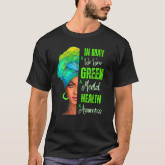 Zwarte vrouwen in mei dragen groen voor geestelijk t-shirt