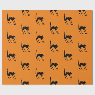 ZWARTE WACK-SCAREDY CAT-Wrapping met ORANJE Cadeaupapier