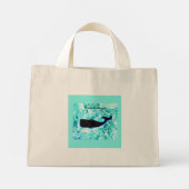 zwarte walvis onderwater mini tote bag (Achterkant)