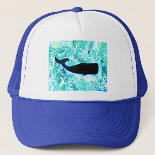 zwarte walvis zwemt trucker pet