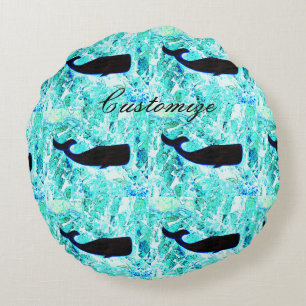 zwarte walvissen Blauw Thunder_Cove Rond Kussen