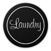 Zwarte Waskamer Ceramic Knob. Keramische Knop (Voorkant)