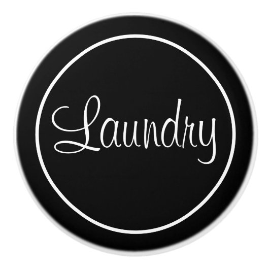 Zwarte Waskamer Ceramic Knob. Keramische Knop (Voorkant)