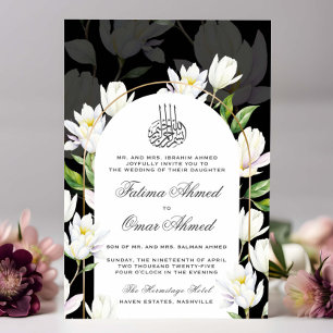 Zwarte Waterverf Botanische Islamitische Moslim Br Kaart
