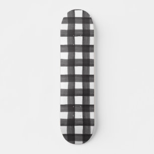Zwarte Waterverf Gingham Skateboard
