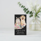 Zwarte Waterverf honden kattenhuisje Visitekaartje (Staand voorkant)