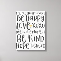 Zwarte Waterverf Inspirerend woorden Gold Heart