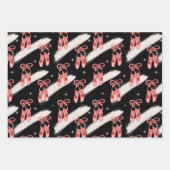 Zwarte waterverf kerstpatronen set inpakpapier vel (Voorkant 2)