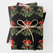 Zwarte waterverf kerstpatronen set inpakpapier vel (In situ)