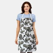 Zwarte waterverf keukenkat schort (Gedragen)