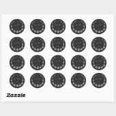 Zwarte Waterverf Moon Phases Personeelsformaten Ronde Sticker (Vel)