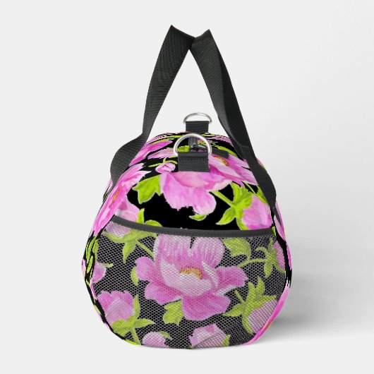 Zwarte Waterverf Pioenen Bloemen Plunjezak (Rechts)