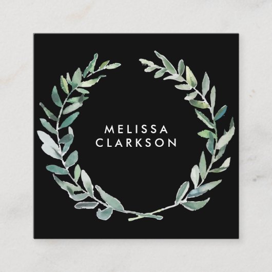 zwarte waterverf vierkante visitekaartje (Voorkant)