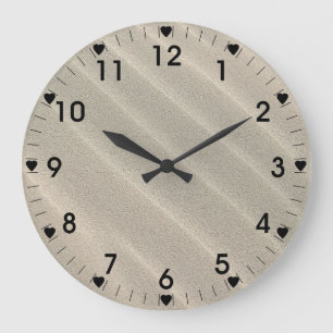 Zwarte Wavy Beach Sand Number Grote Klok