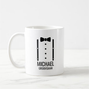 Zwarte Wedding Bow Stropdas Gepersonaliseerde Groo Koffiemok