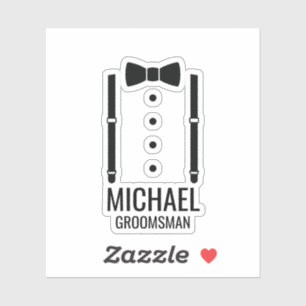 Zwarte Wedding Bow Stropdas Gepersonaliseerde Groo Sticker