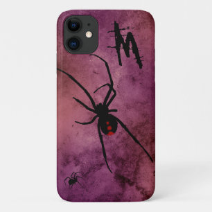 Zwarte weduwe Spider Gothic Halloween Monogram iPhone 11 Hoesje