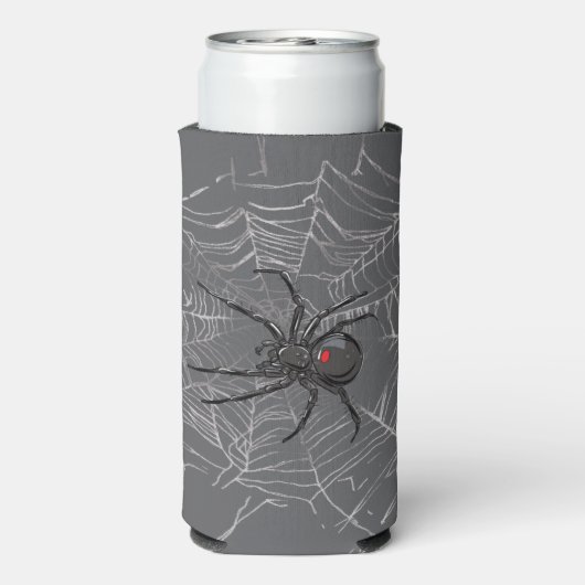 Zwarte weduwe spin en spinnenweb tekenkunst (Seltzer Achterkant)