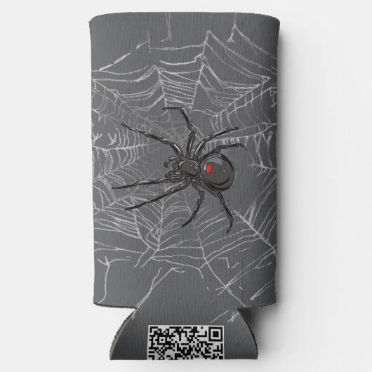 Zwarte weduwe spin en spinnenweb tekenkunst (Achterkant)
