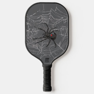 Zwarte weduwe spin en spinnenweb tekenkunst pickleball paddle
